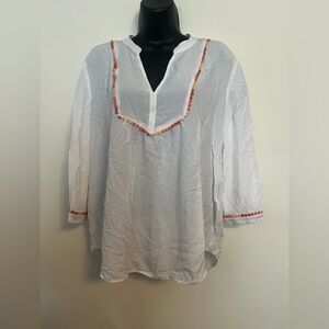 LOFT White Tunic with Orange Trim